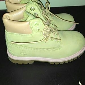Cream and Pink Girls Timberland Boot